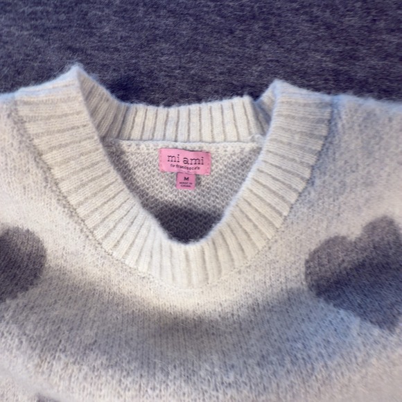 Mi ami Francesca's Women's Heart All Over Print Knitted Sweater Size M - Picture 2 of 4